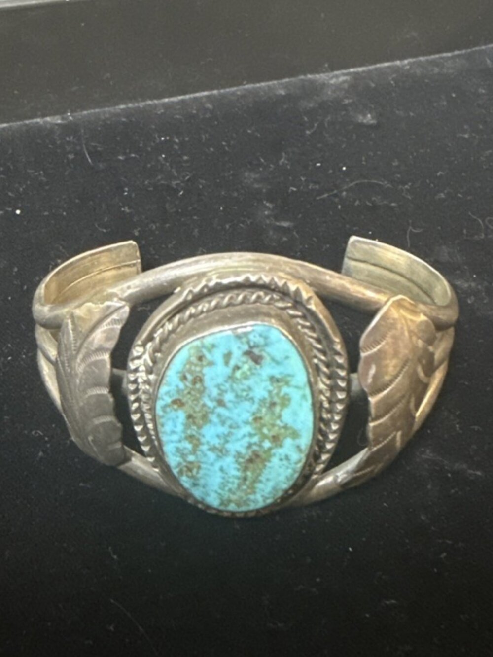 Classic Vintage Sterling Silver GORGEOUS BLUE TURQUOISE Cuff BRACELET(R-6)